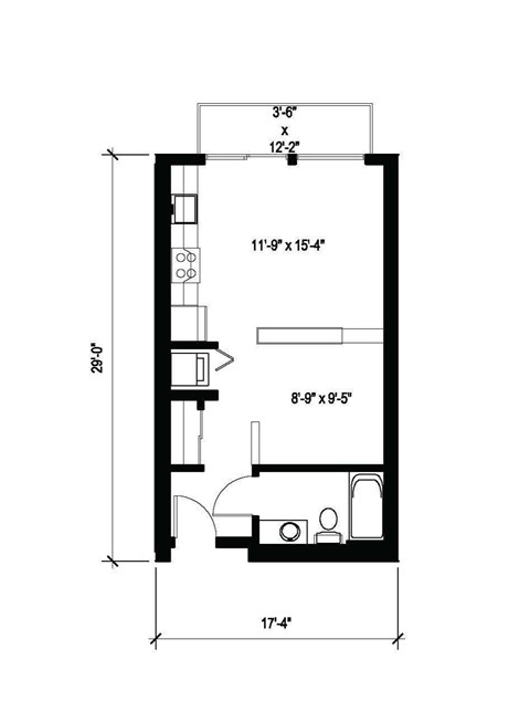A black and white image of a floor plan for a room.